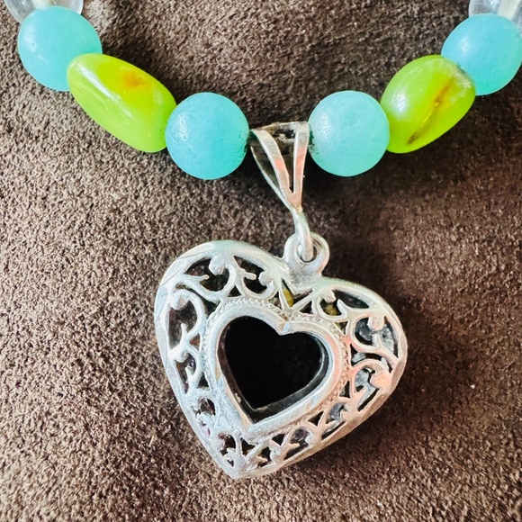 .925 RARE GREEN AMBER AMMONITE CLEAR QUARTZ bracelet - Picture 4 of 8